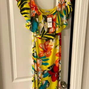 Multi colored floral print dress.